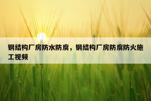 钢结构厂房防水防腐，钢结构厂房防腐防火施工视频