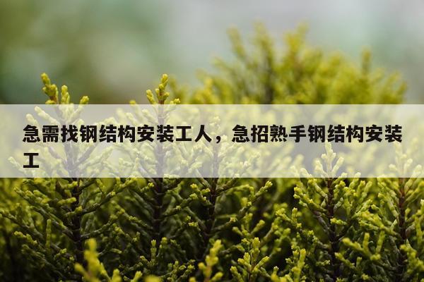 急需找钢结构安装工人，急招熟手钢结构安装工