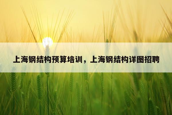 上海钢结构预算培训，上海钢结构详图招聘