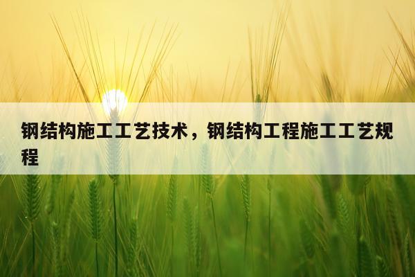 钢结构施工工艺技术，钢结构工程施工工艺规程