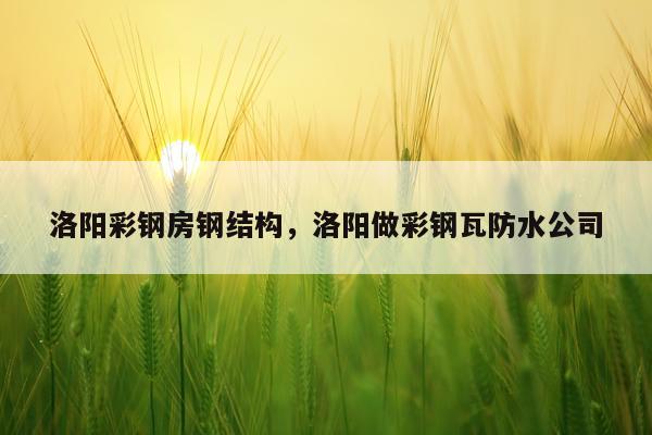 洛阳彩钢房钢结构，洛阳做彩钢瓦防水公司