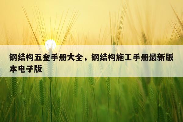 钢结构五金手册大全，钢结构施工手册最新版本电子版